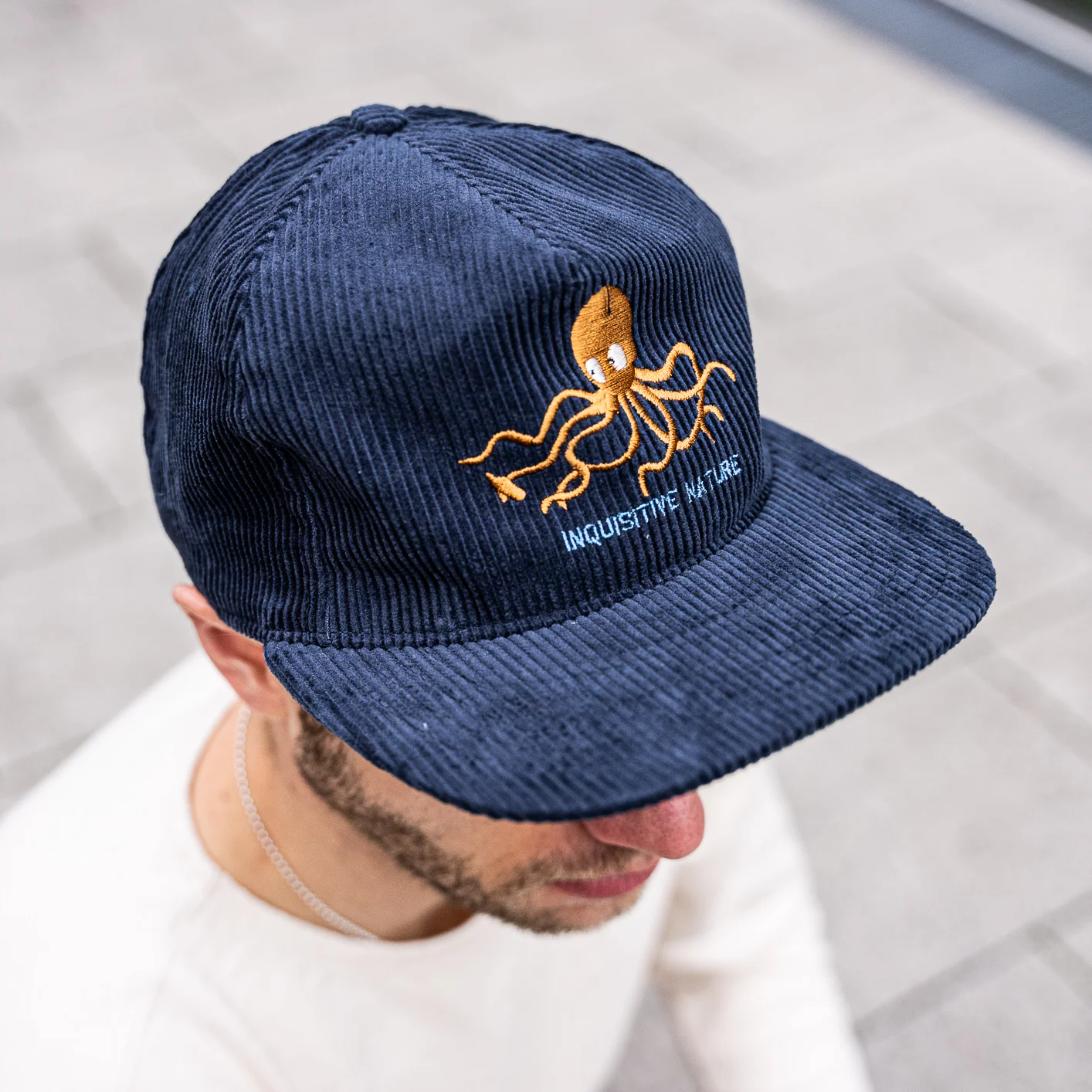 Ampal Creative “Octopus / Inquisitive Nature” Strapback Cap – Indigo / Corduroy