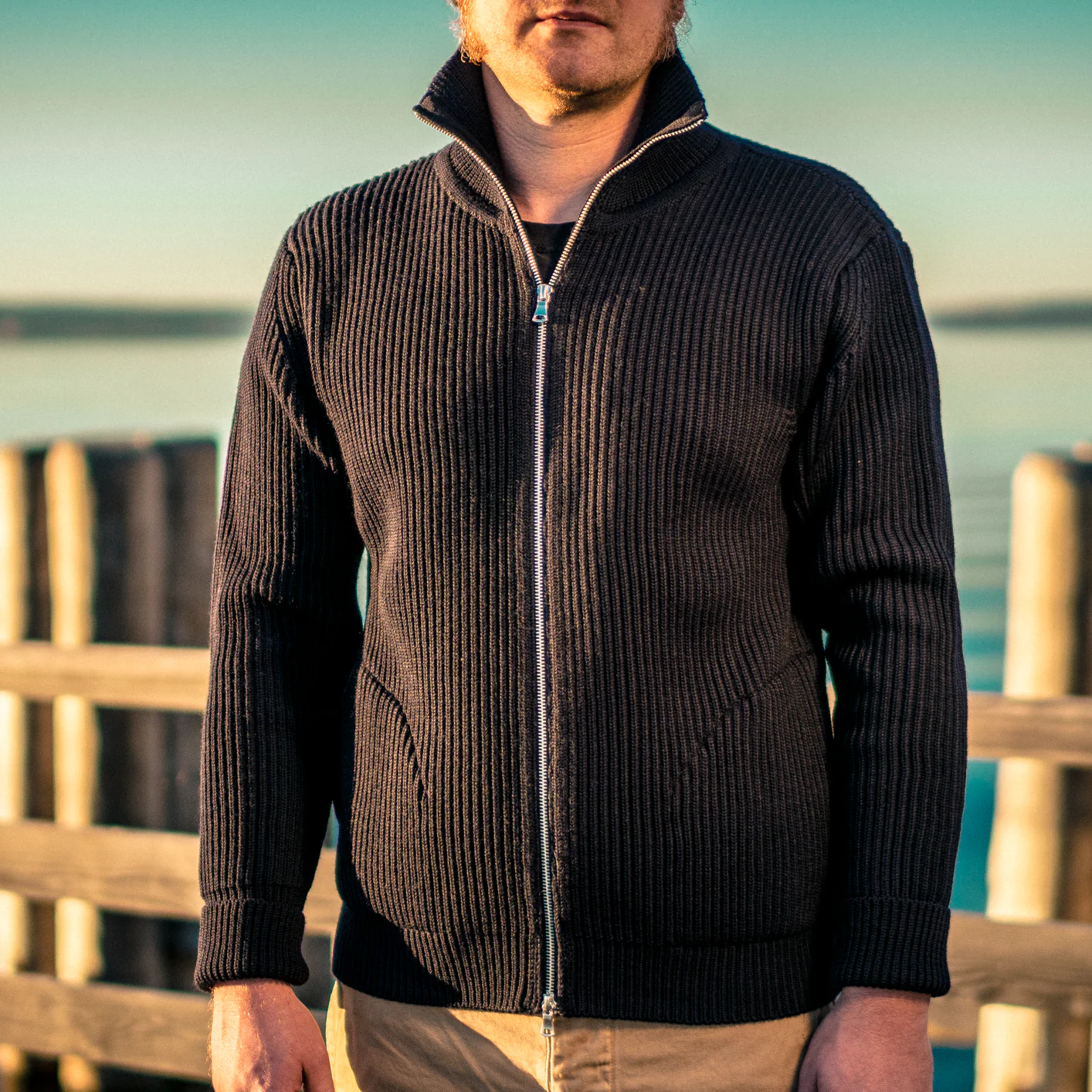 Andersen-Andersen Navy Full-Zip with Pockets - Navy Blue - Image 6