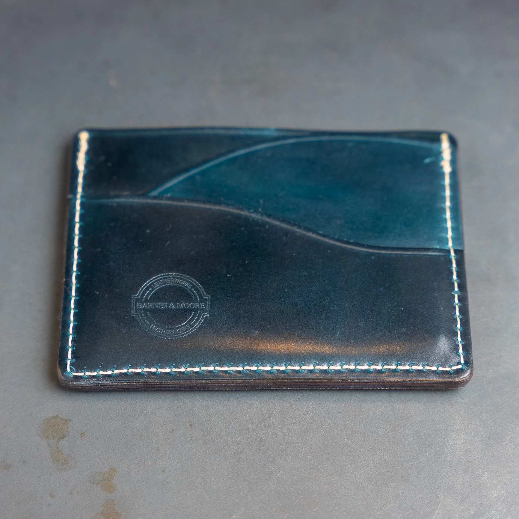 Barnes & Moore Drayman Card Holder - Navy Blue / Shinki Hikaku Shell Cordovan - Image 3