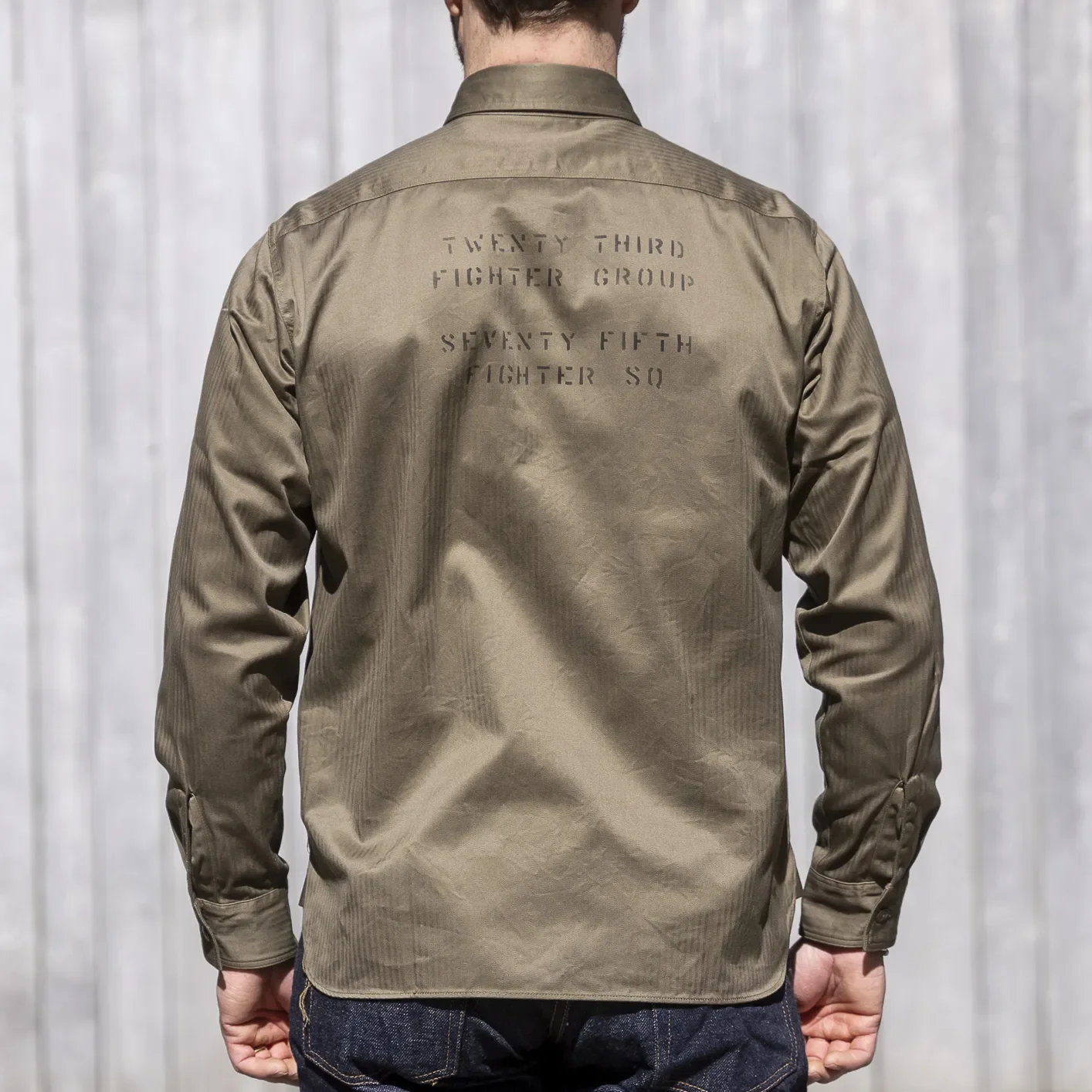 Buzz Rickson’s ‘Flying Tiger - 23rd Fighter Group’ HBT Work Shirt - Olive - Image 7