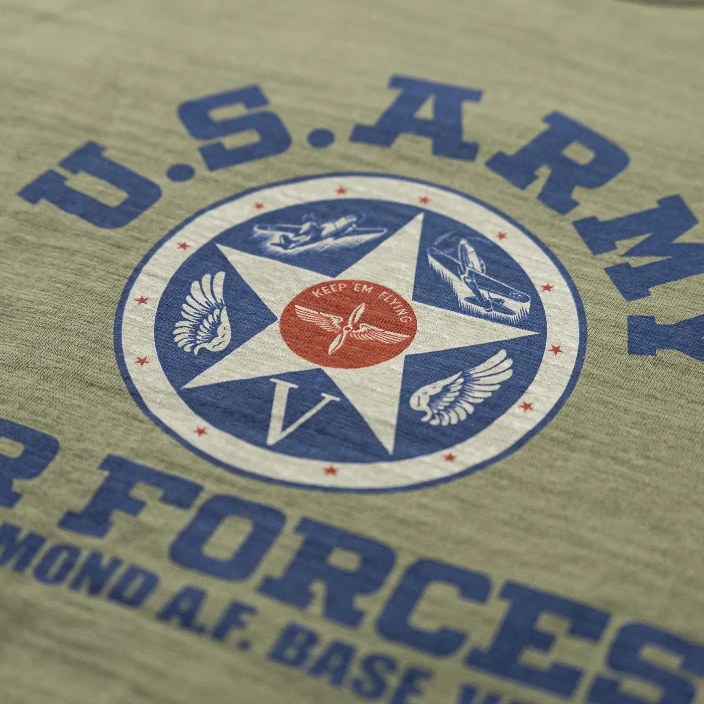 Buzz Rickson's 'U.S. Army Air Forces' 6.5oz Loopwheeled Slub Yarn T-Shirt - Olive - Image 3