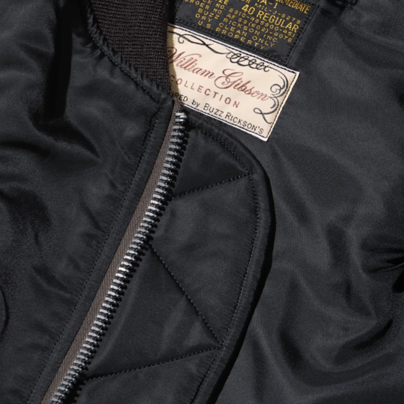 Buzz Rickson's X William Gibson MA-1 Flight Jacket - Slender Long / Black - Image 22