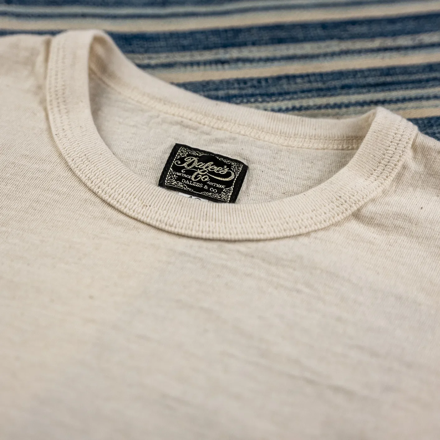 Dalee's & Co. 7oz 1920s Loopwheeled ‘Bamboo Tiger’ T-Shirt - Natural - Image 3