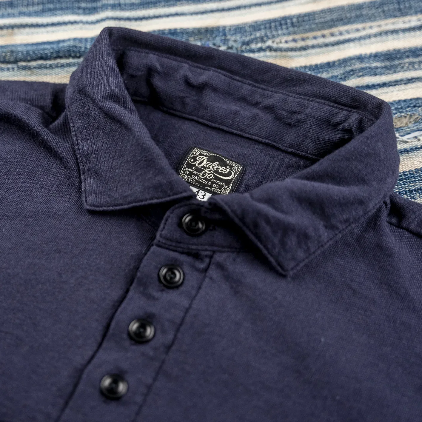 Dalee's & Co. 8.5oz 1930s Loopwheeled Polo - Navy - Image 2