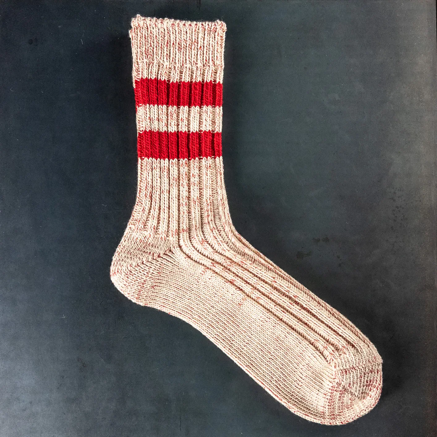 Dubble Works Low Gauge Rib Line Socks – Kinari x Red - Image 2