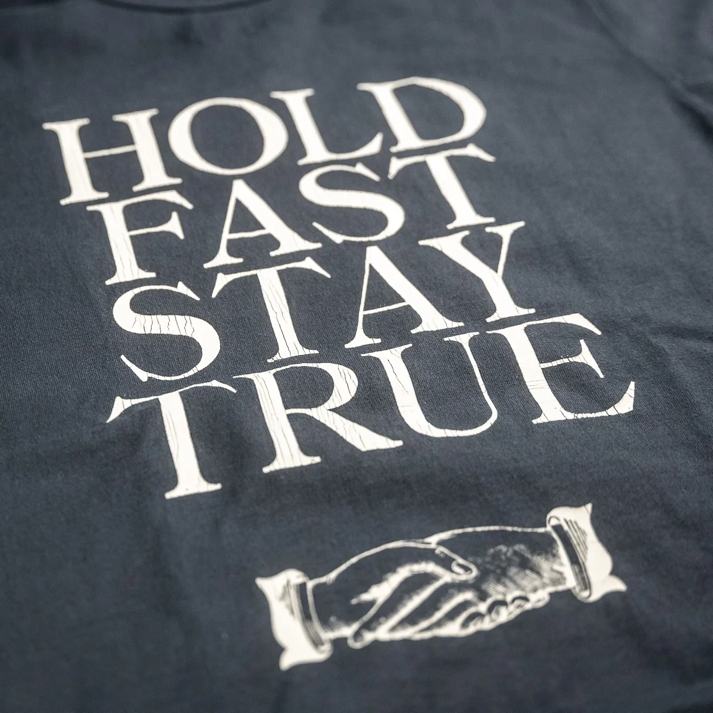 Fullcount 5222LPT-9 8.4oz Flat Seam ‘Hold Fast Stay True’ Longsleeve – Ink Black / Loopwheeled - Image 3