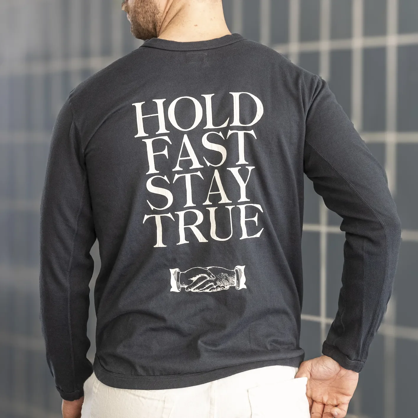 Fullcount 5222LPT-9 8.4oz Flat Seam ‘Hold Fast Stay True’ Longsleeve – Ink Black / Loopwheeled - Image 8