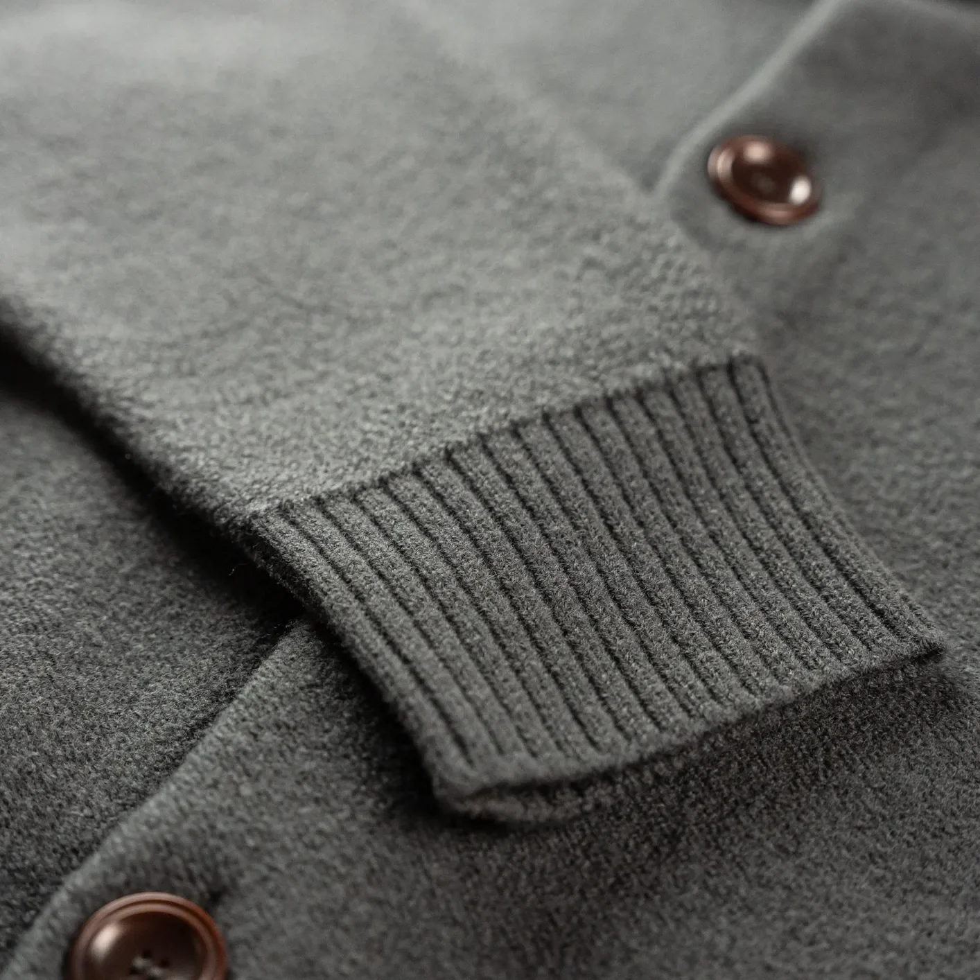 Indigofera ‘Brewster’ Merino Wool Cardigan – Dark Grey - Image 3