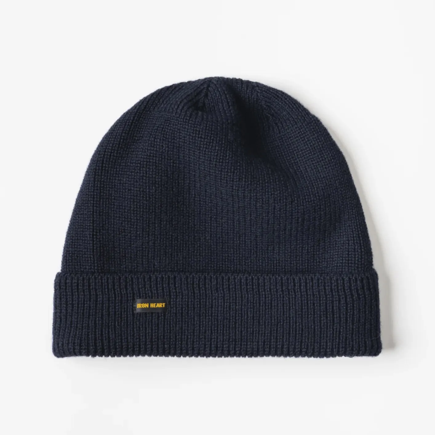 Iron Heart 100% Wool Ribbed Beanie – Navy / IHG-080