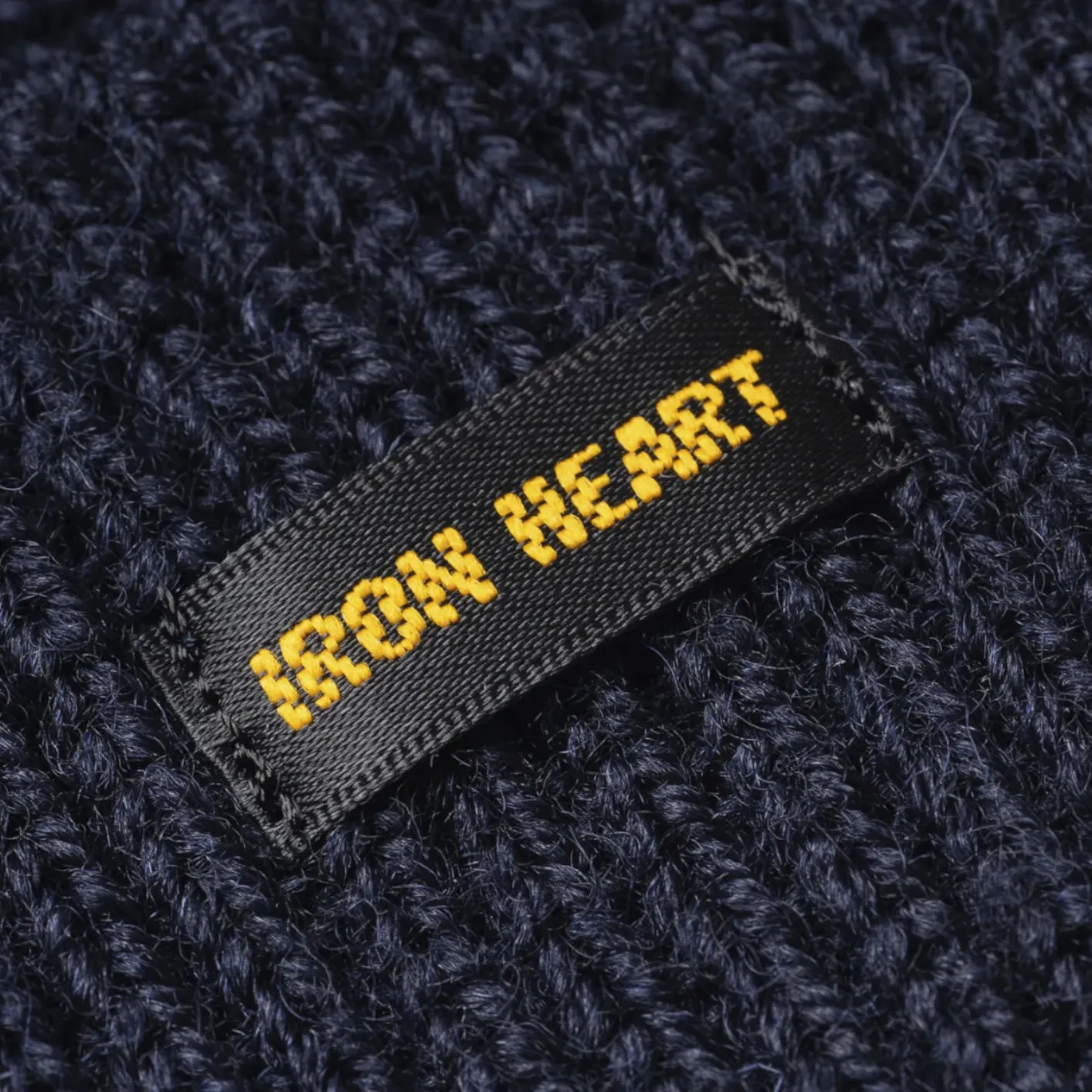 Iron Heart 100% Wool Ribbed Beanie – Navy / IHG-080 - Image 3