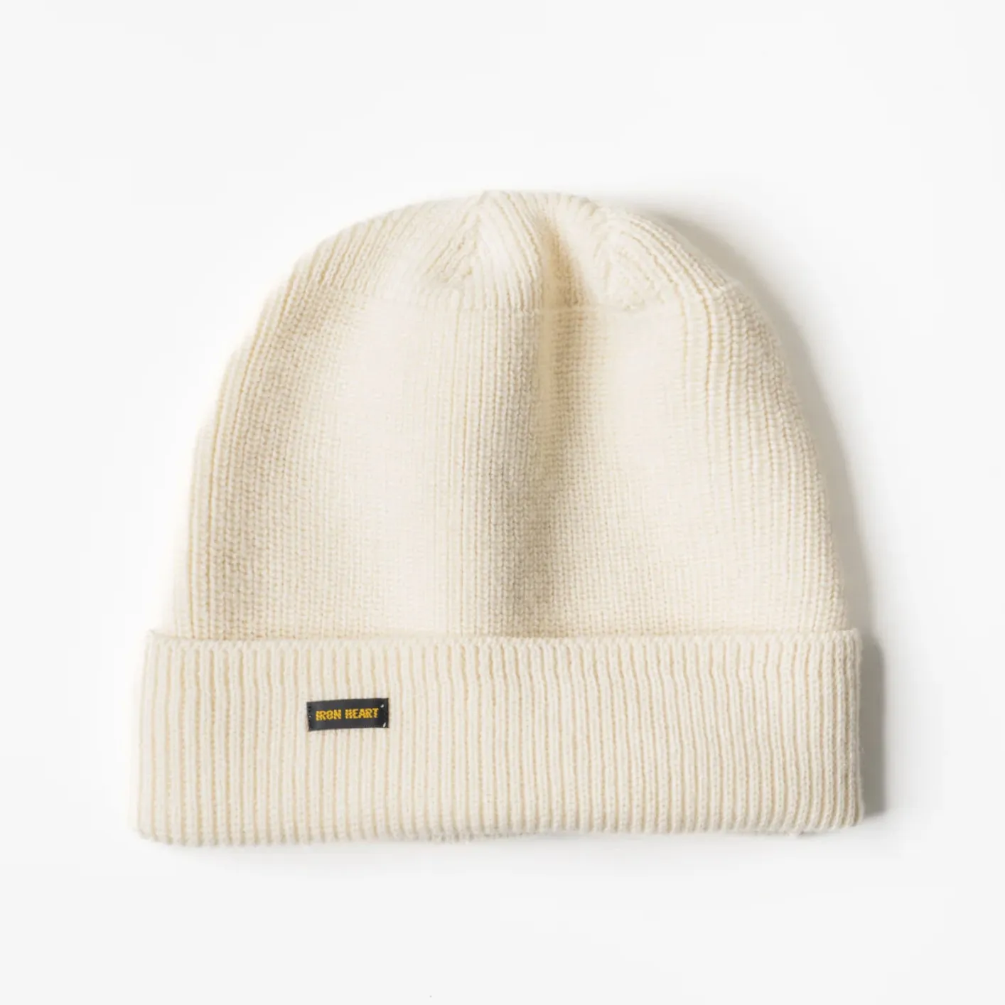 Iron Heart 100% Wool Ribbed Beanie – White / IHG-080