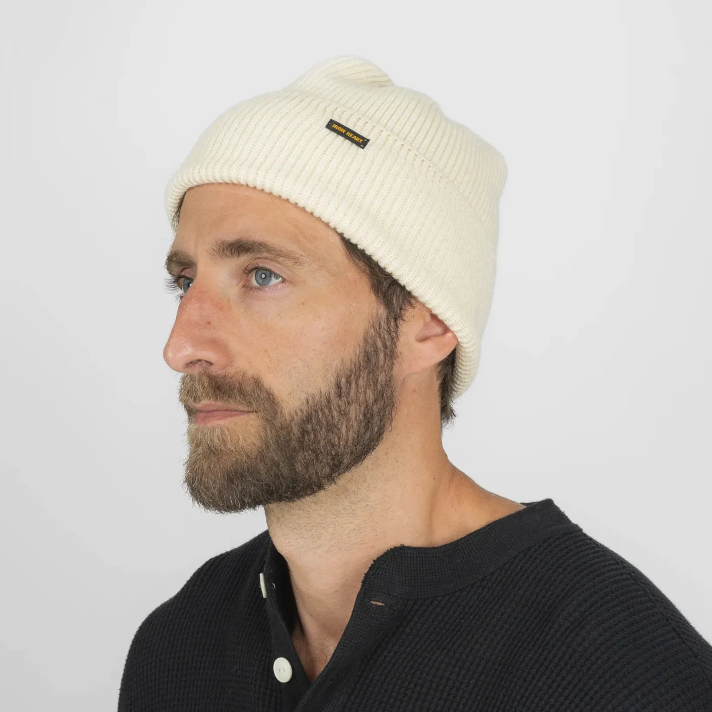 Iron Heart 100% Wool Ribbed Beanie – White / IHG-080 - Image 5