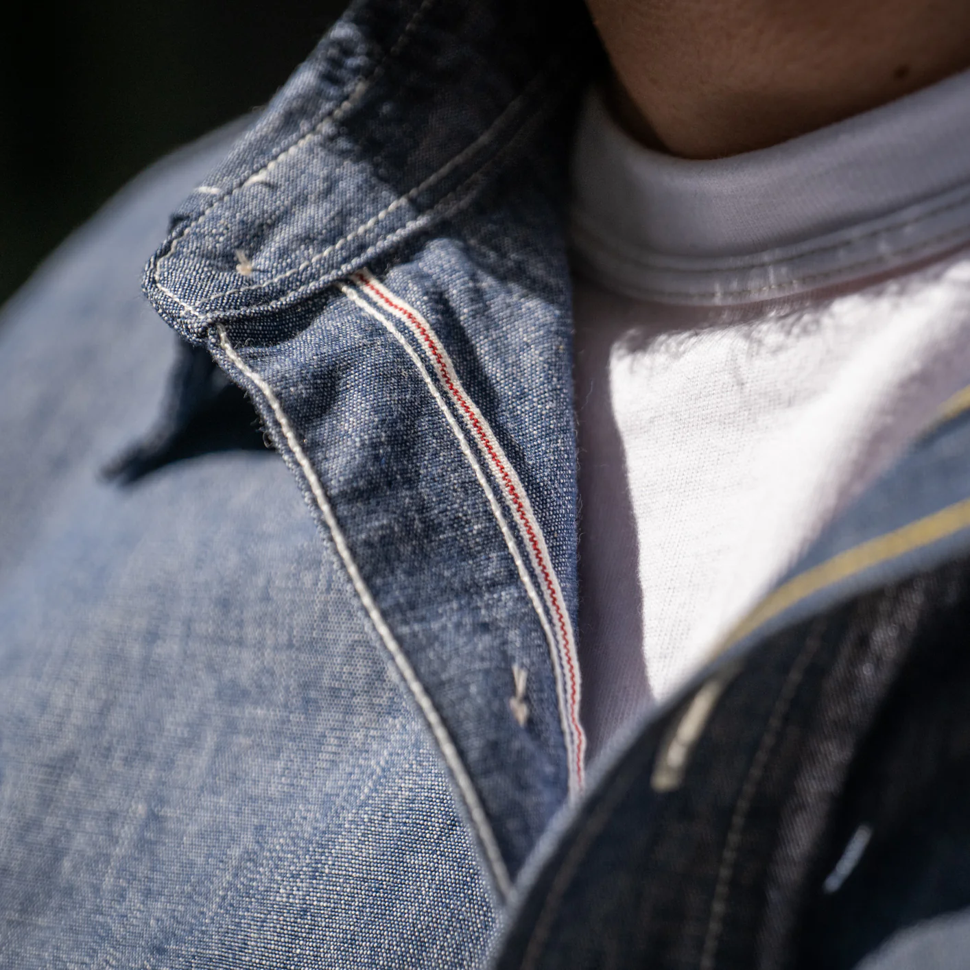 Iron Heart 10oz Selvedge Chambray Work Shirt - IHSH-21 Blue - Image 5