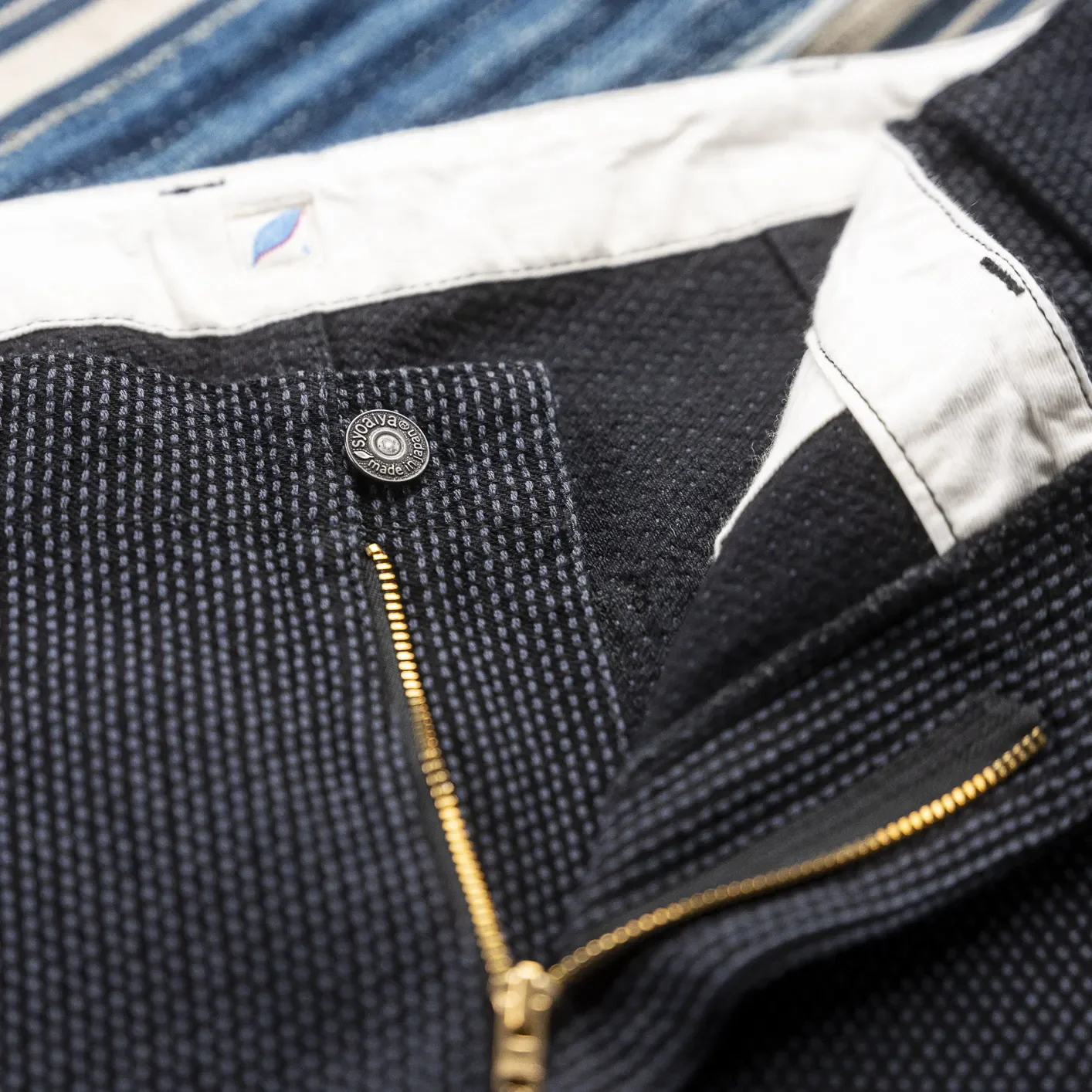 Pure Blue Japan 1171 12.5oz Sashiko Shorts - Grey x Black - Image 5