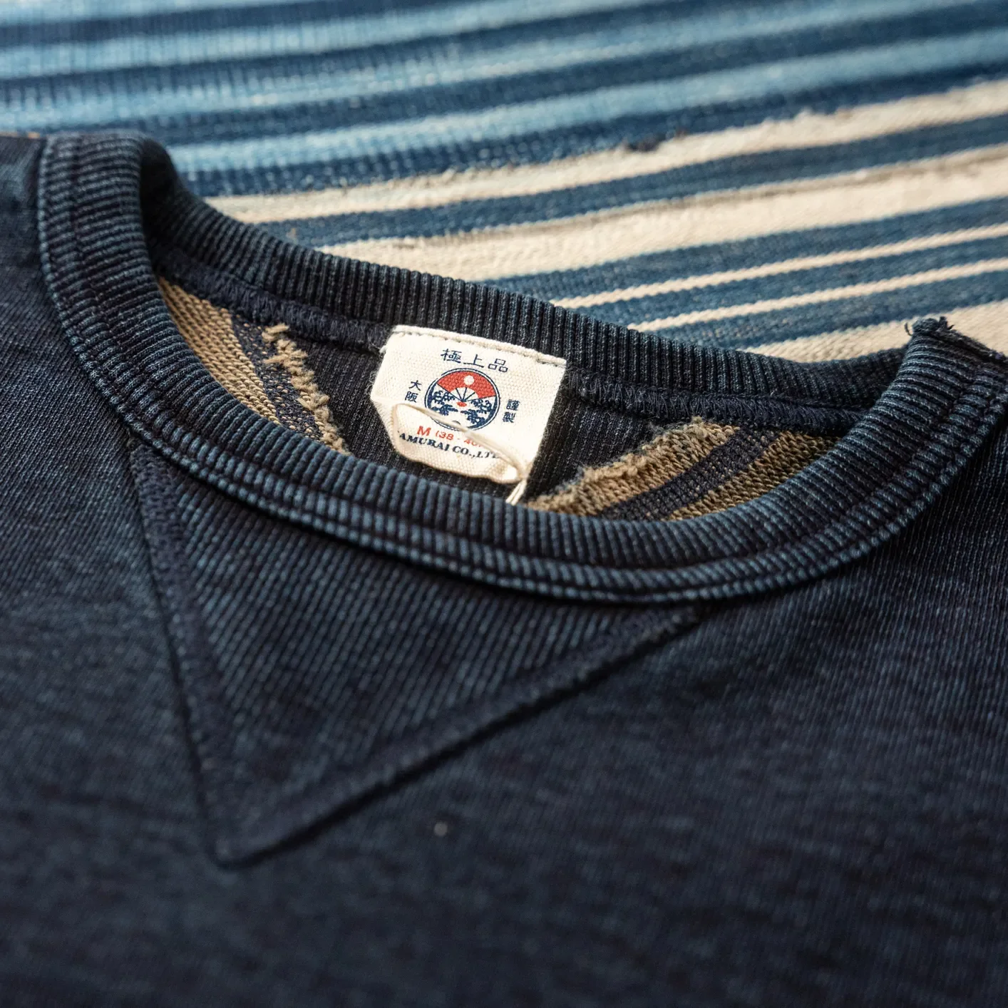 Samurai Jeans 14.5oz ‘Kakishibu’ Loopwheeled Sweatshirt – Indigo - Image 2