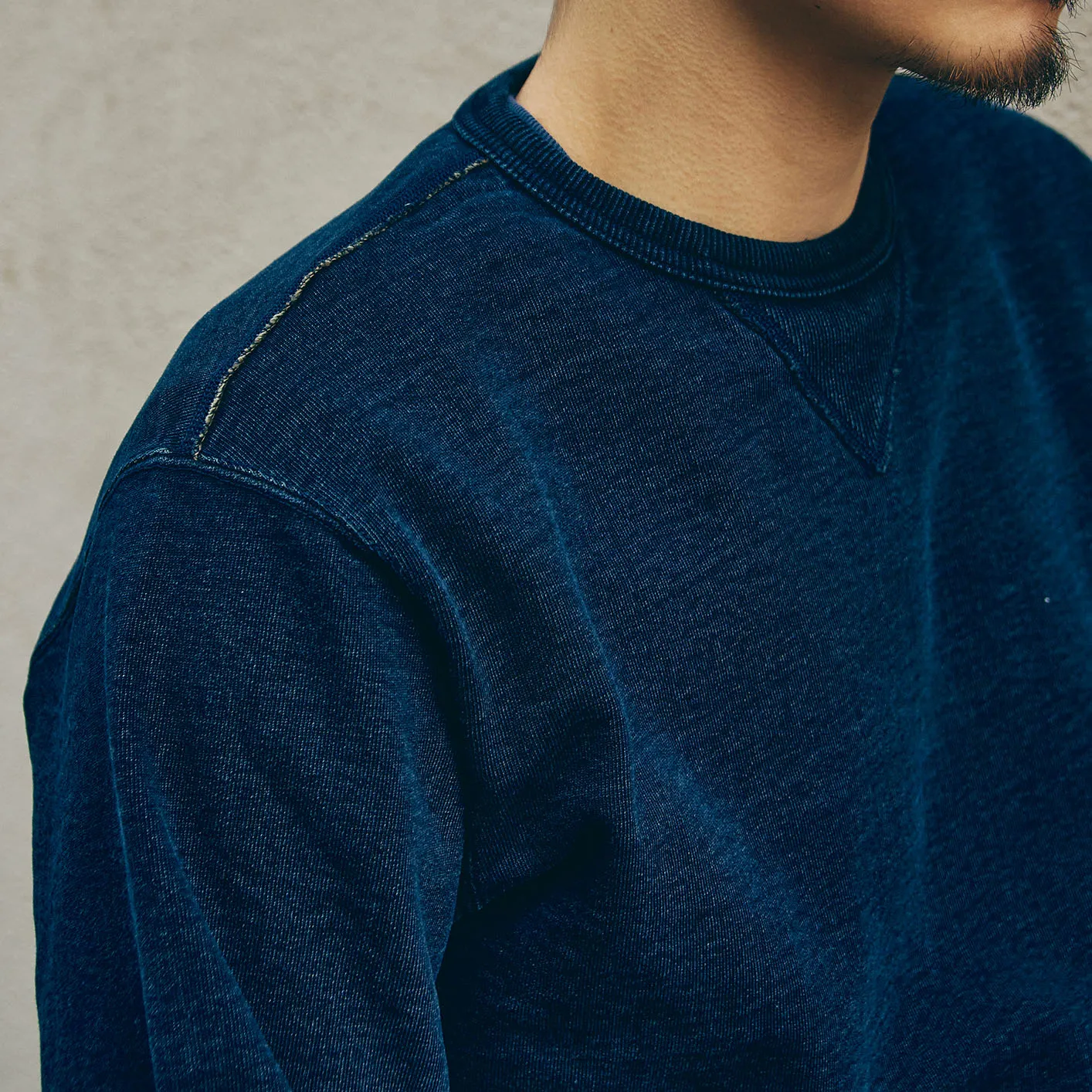 Samurai Jeans 14.5oz ‘Kakishibu’ Loopwheeled Sweatshirt – Indigo - Image 7