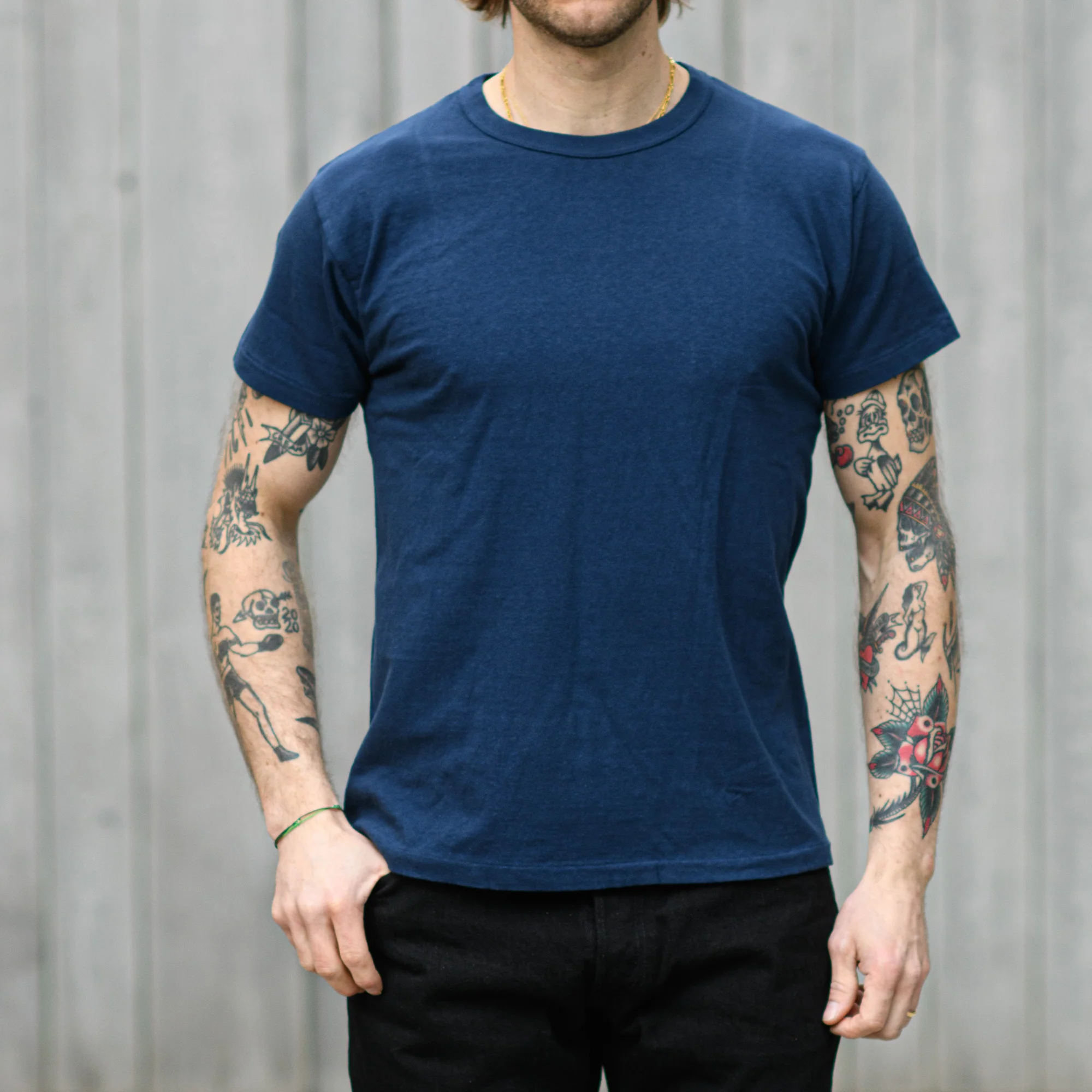 Samurai 5.4oz Loopwheeled T-Shirt 2-Pack – Navy Blue - Image 2