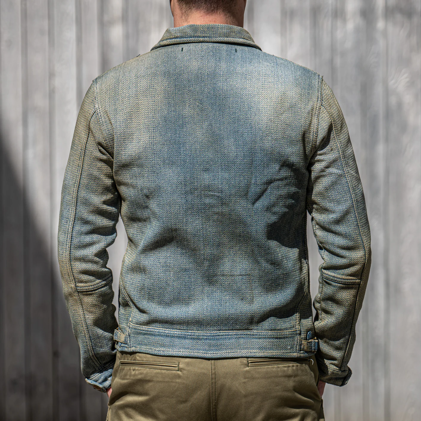 Scarti Lab Indigo Dobby Cossack Jacket – Old West Wash - Image 5
