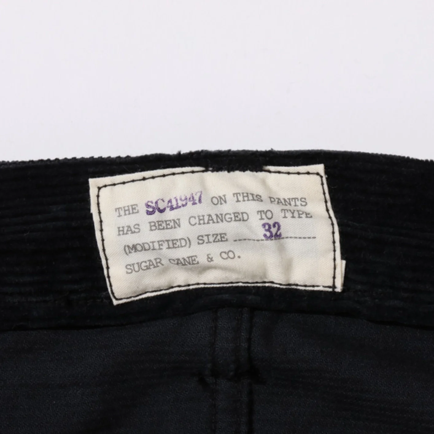 Sugar Cane 1947 9W Corduroy Pants – Black / Classic Straight - Image 7