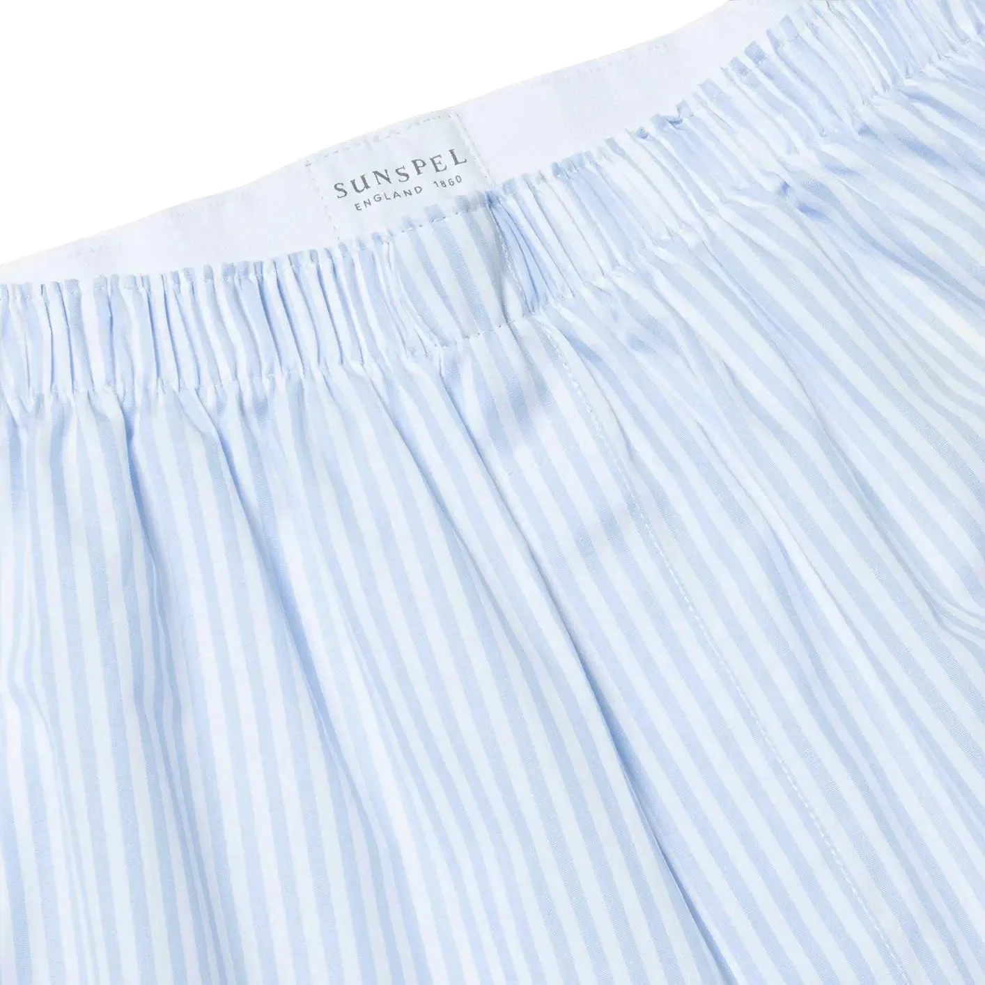 Sunspel Classic Boxer Shorts – Stripe / Light Blue - Image 3