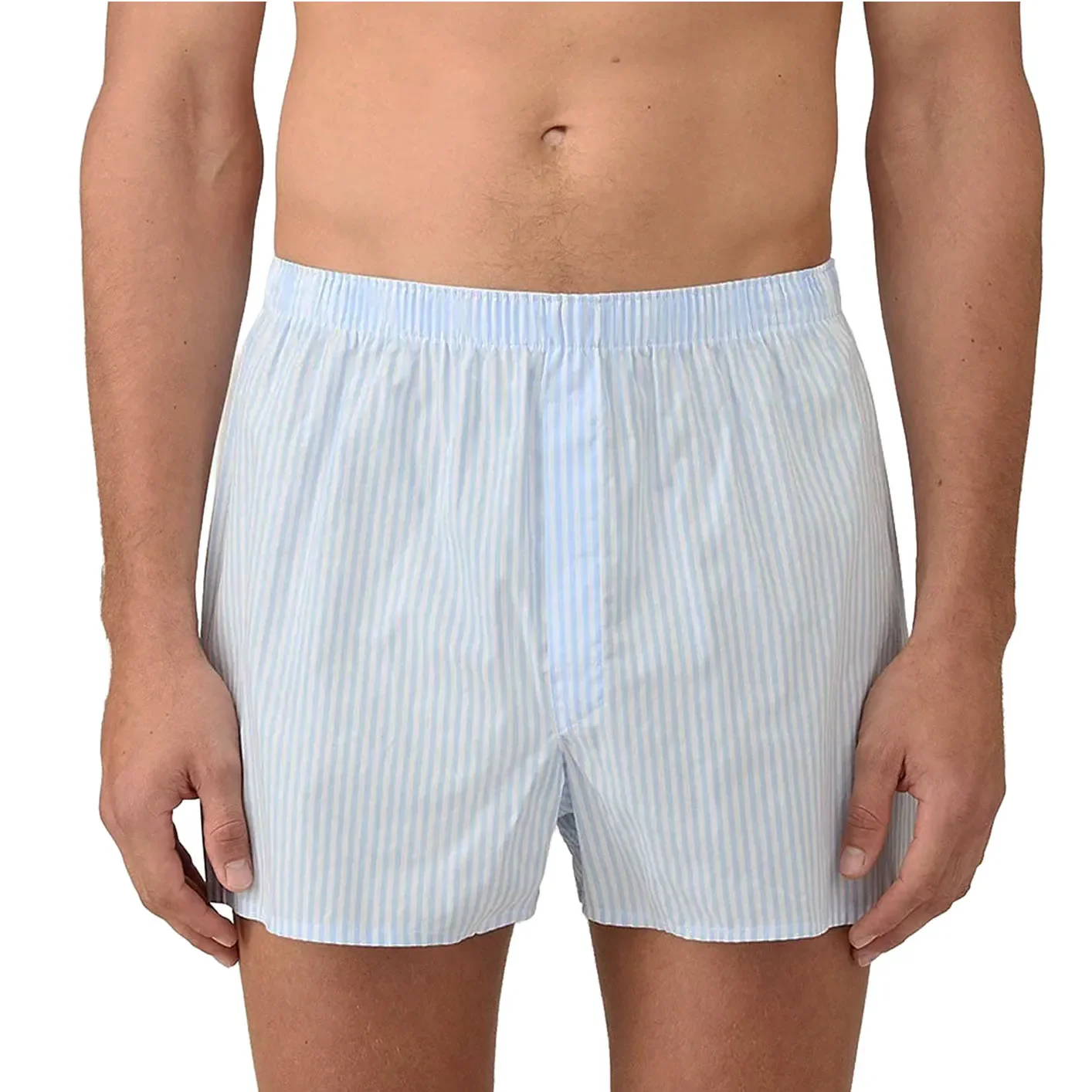 Sunspel Classic Boxer Shorts – Stripe / Light Blue - Image 4