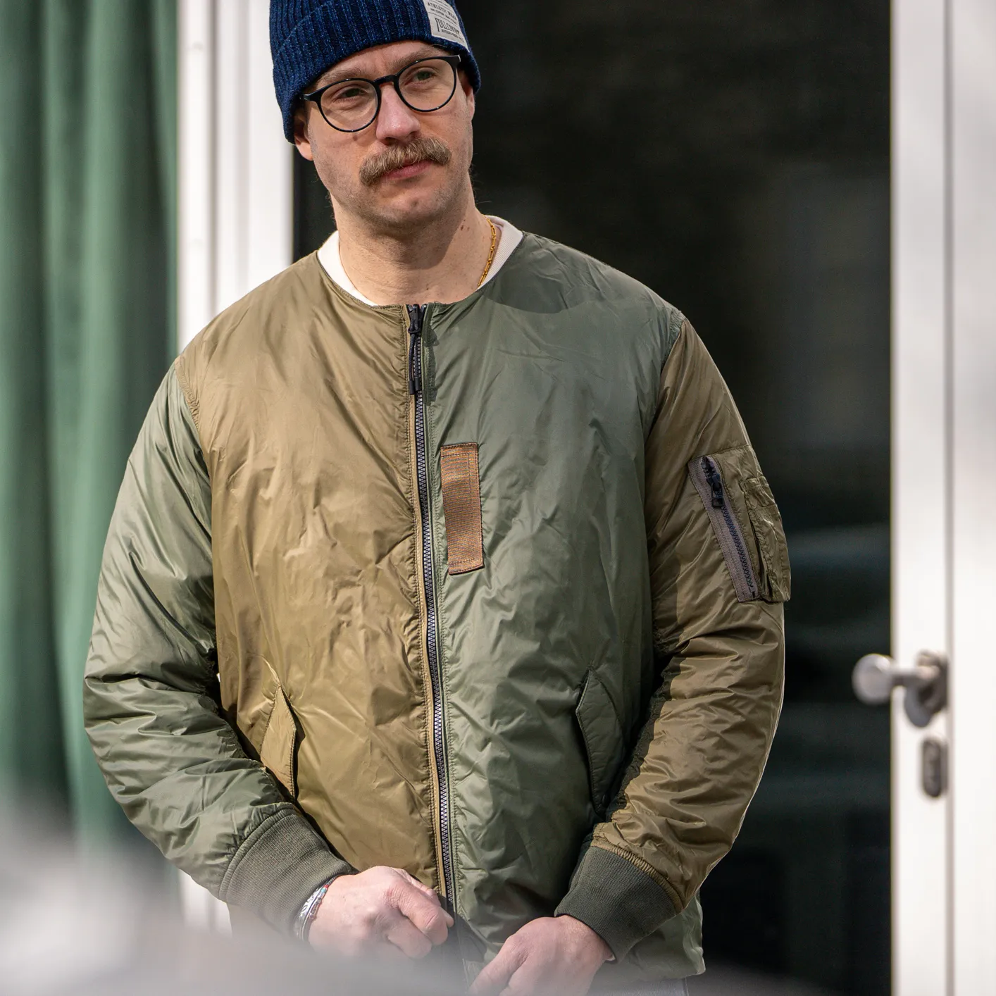 Taion Reversible MA-1 Down Jacket – Crazy Olive x Black / Japan Special - Image 3