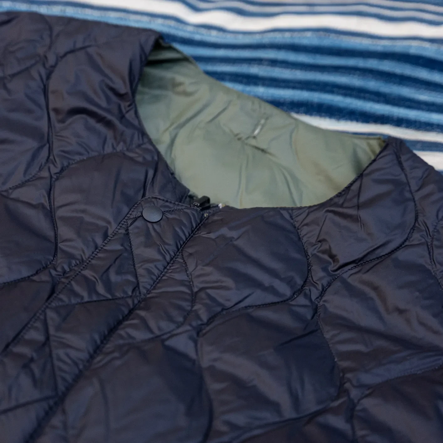 Taion Reversible MA-1 Down Jacket – Crazy Olive x Black / Japan Special - Image 8