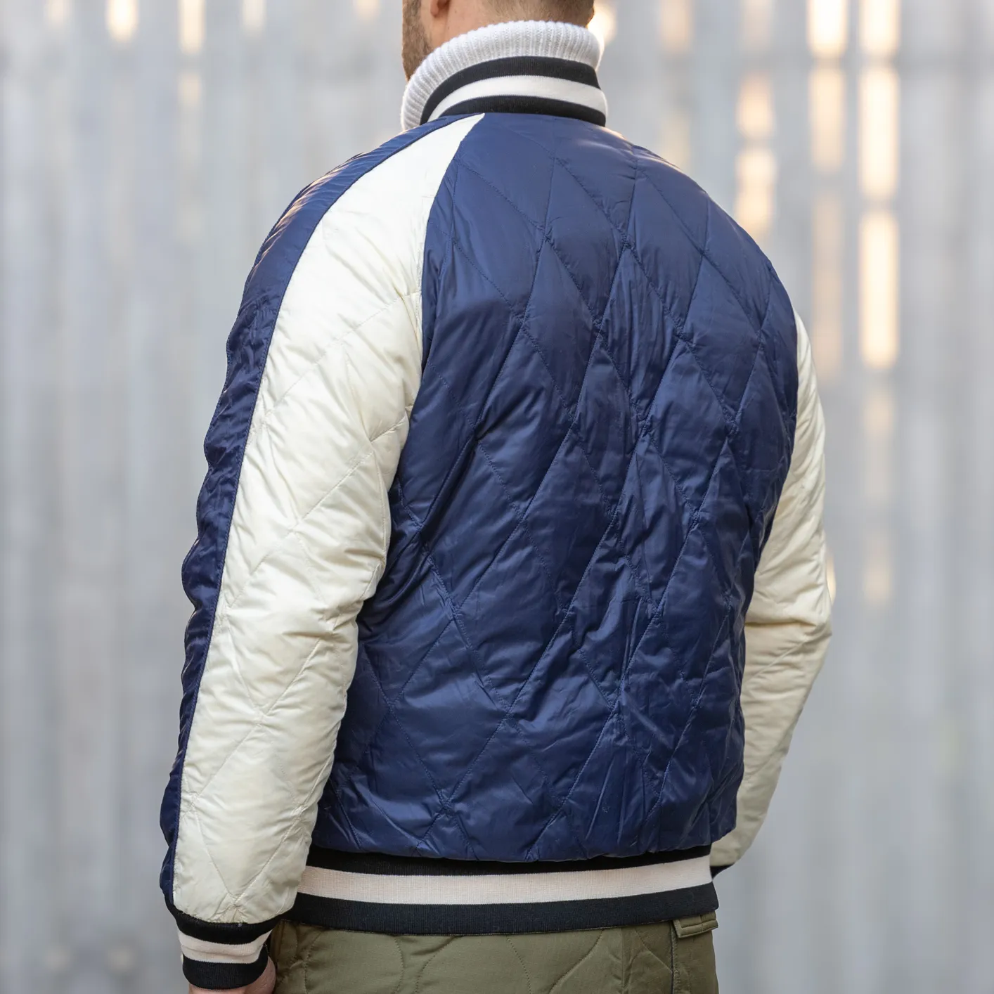 Taion Reversible ‘Sukajan’ Down Jacket – Black / Navy - Image 4