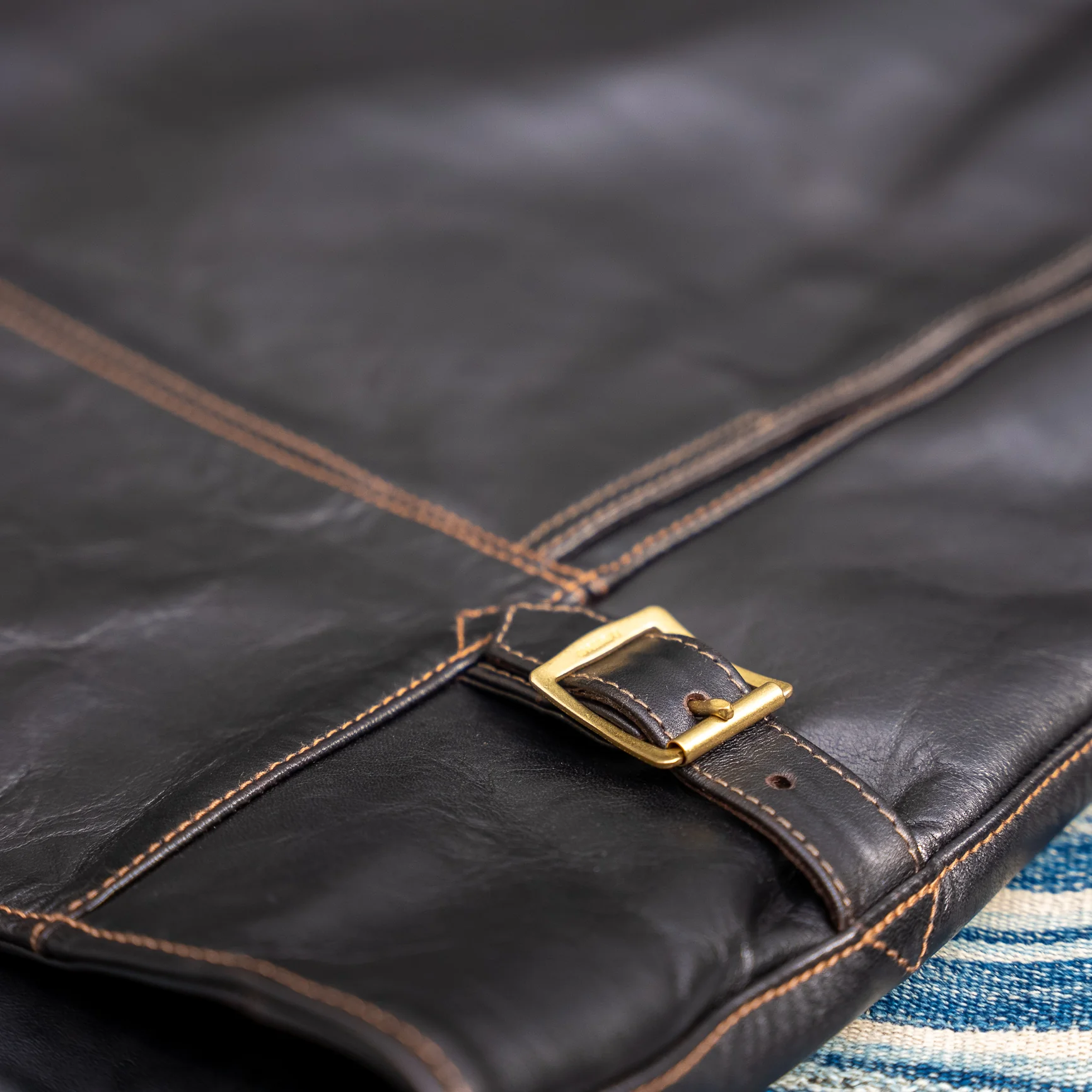 The Flat Head „Double Rider’s” Horsehide Leather Jacket – Black - Image 11