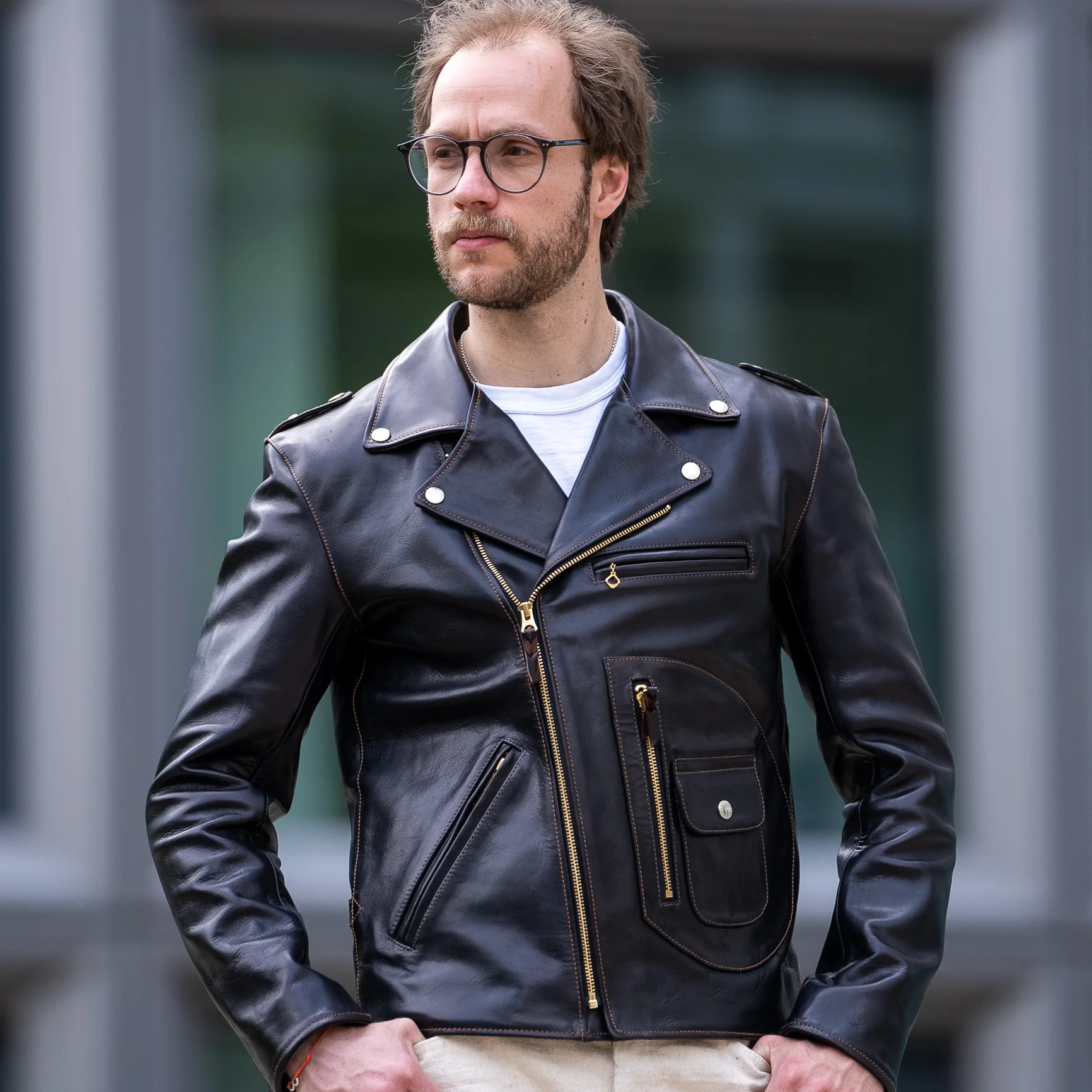 The Flat Head „Double Rider’s” Horsehide Leather Jacket – Black - Image 3