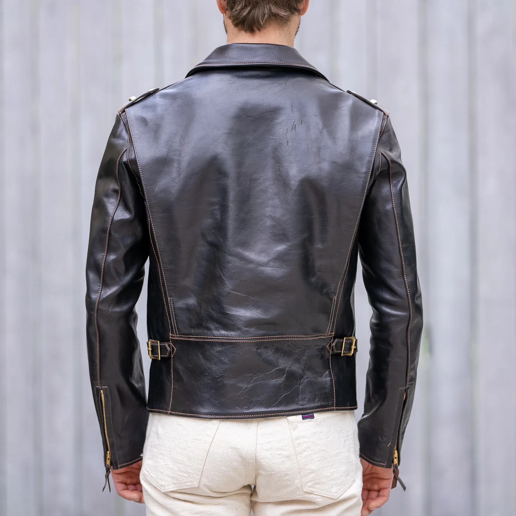 The Flat Head „Double Rider’s” Horsehide Leather Jacket – Black - Image 4