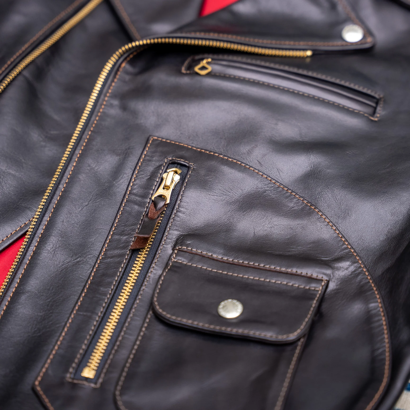 The Flat Head „Double Rider’s” Horsehide Leather Jacket – Black - Image 6