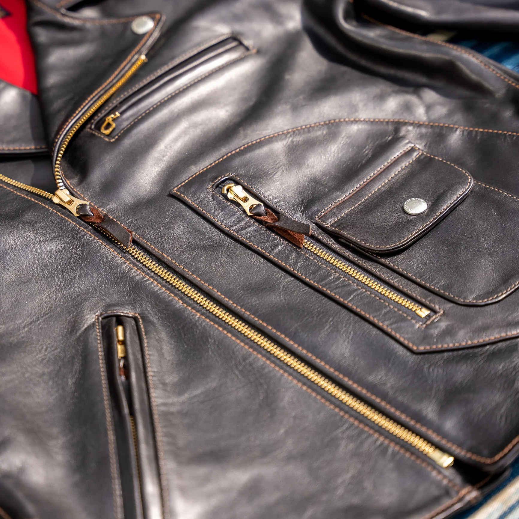 The Flat Head „Double Rider’s” Horsehide Leather Jacket – Black - Image 7