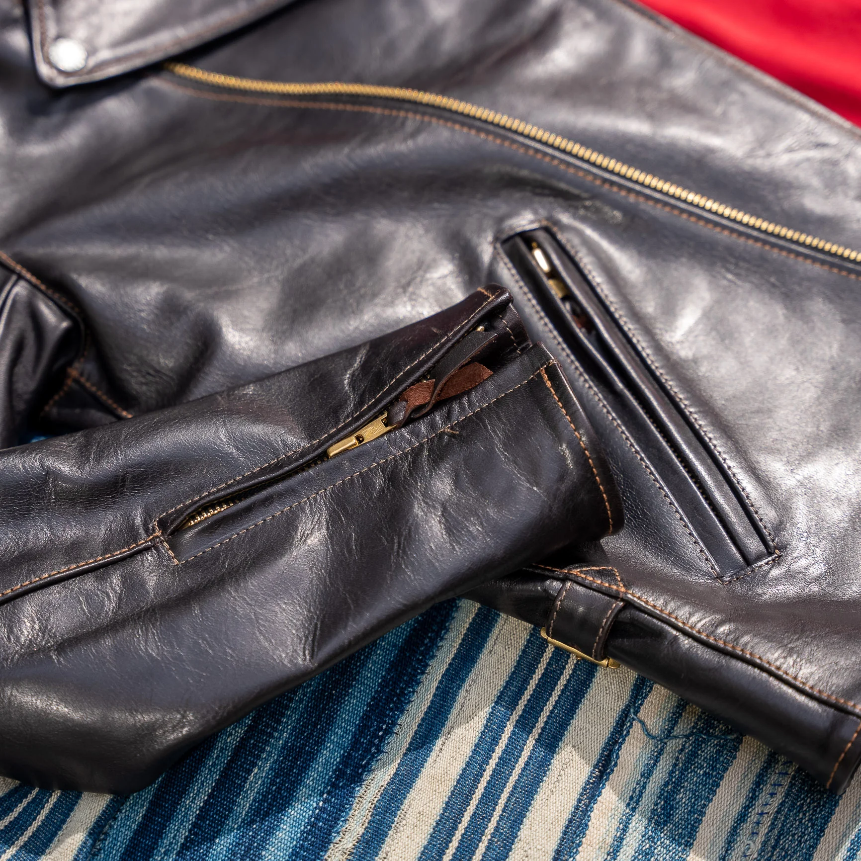 The Flat Head „Double Rider’s” Horsehide Leather Jacket – Black - Image 8