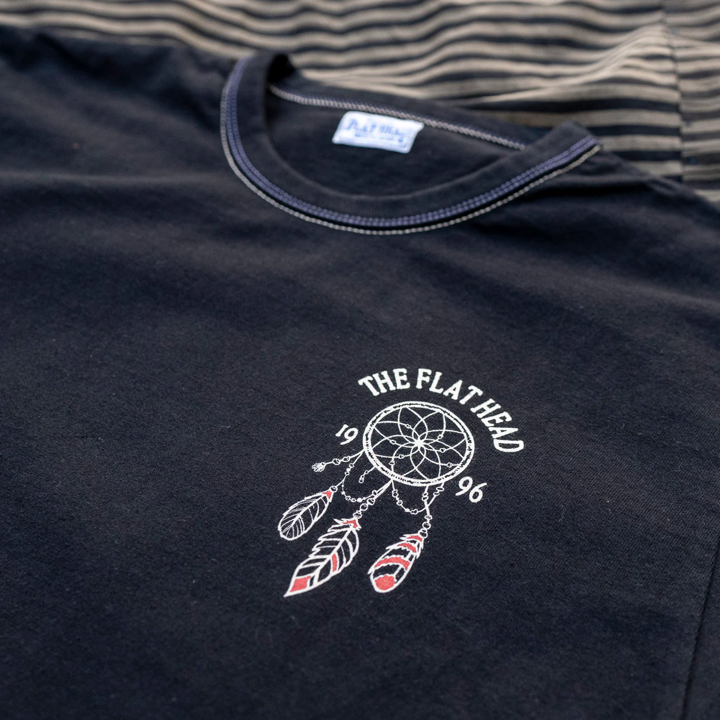 The Flat Head ‘War Bonnet’ 9.7oz Loopwheeled T-Shirt – Black - Image 4