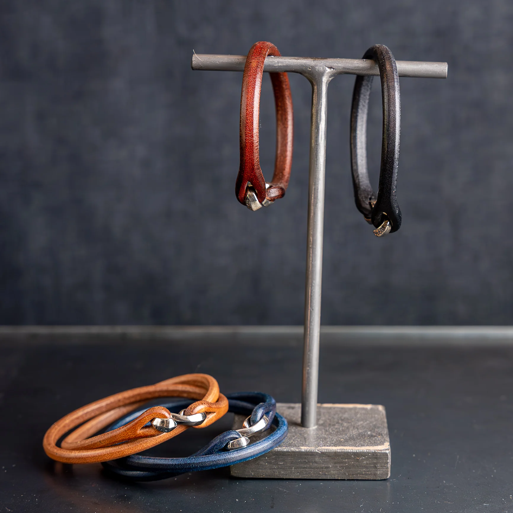 The Flat Heat Double Leather Bracelet – Sterling Silver Hook Closure / Tan - Image 6