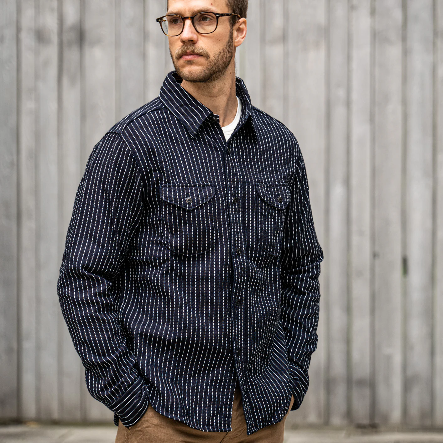 UES 14.5oz Heavy Selvedge Flannel – Indigo Stripe - Image 11