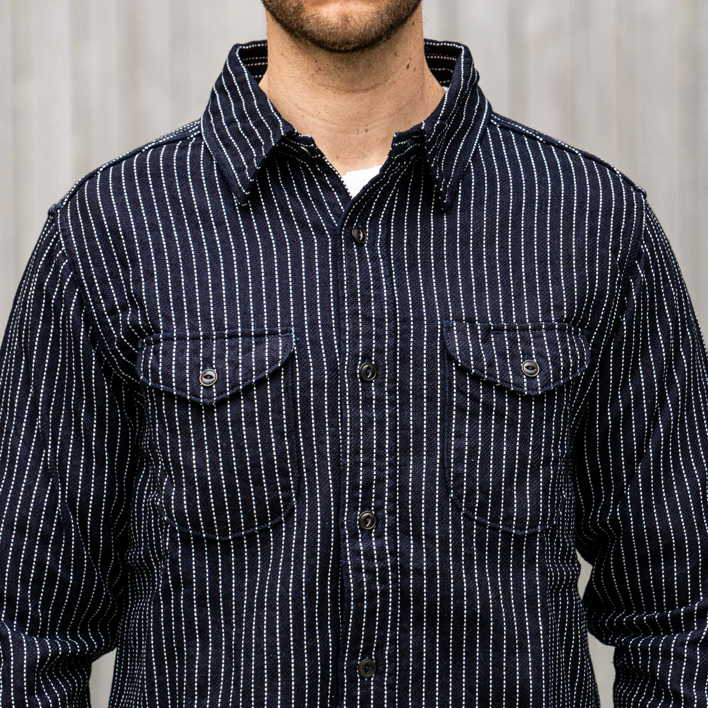 UES 14.5oz Heavy Selvedge Flannel – Indigo Stripe - Image 4