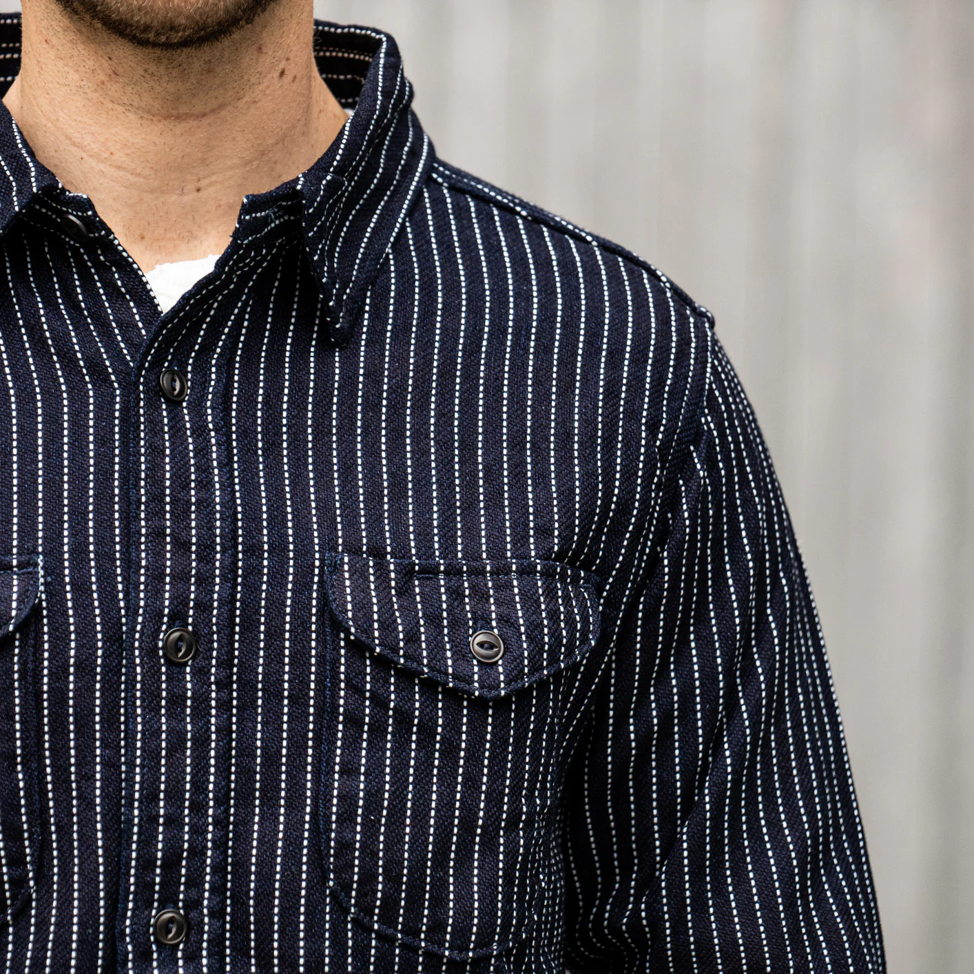UES 14.5oz Heavy Selvedge Flannel – Indigo Stripe - Image 5