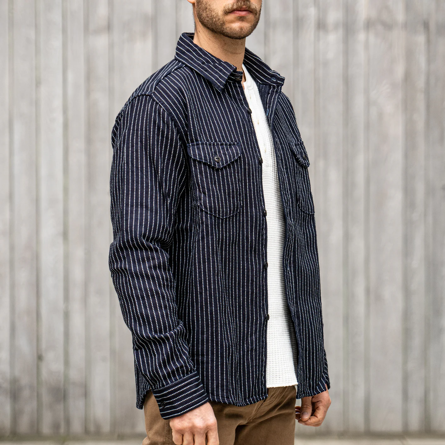 UES 14.5oz Heavy Selvedge Flannel – Indigo Stripe - Image 7