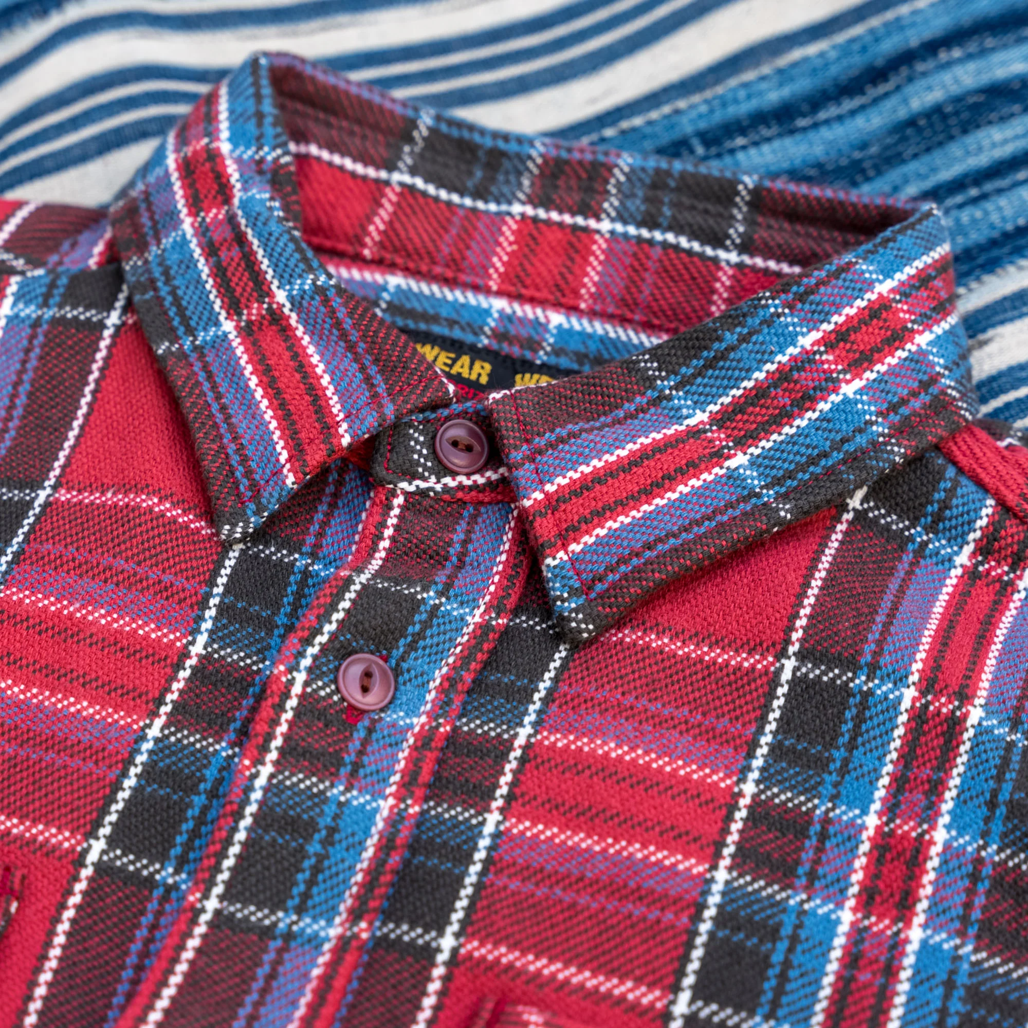 UES 14.5oz Heavy Selvedge Flannel Shirt – Red - Image 3