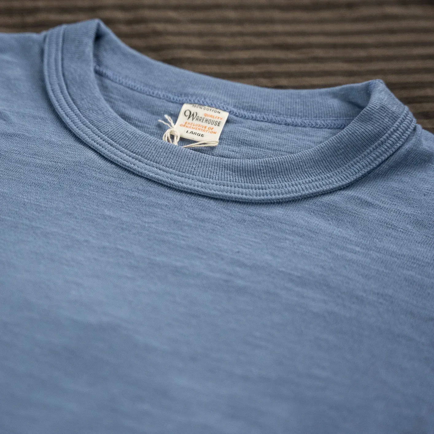Warehouse Co. Lot 4601P Loopwheeled Slub Yarn Pocket T-Shirt - Light Blue - Image 3