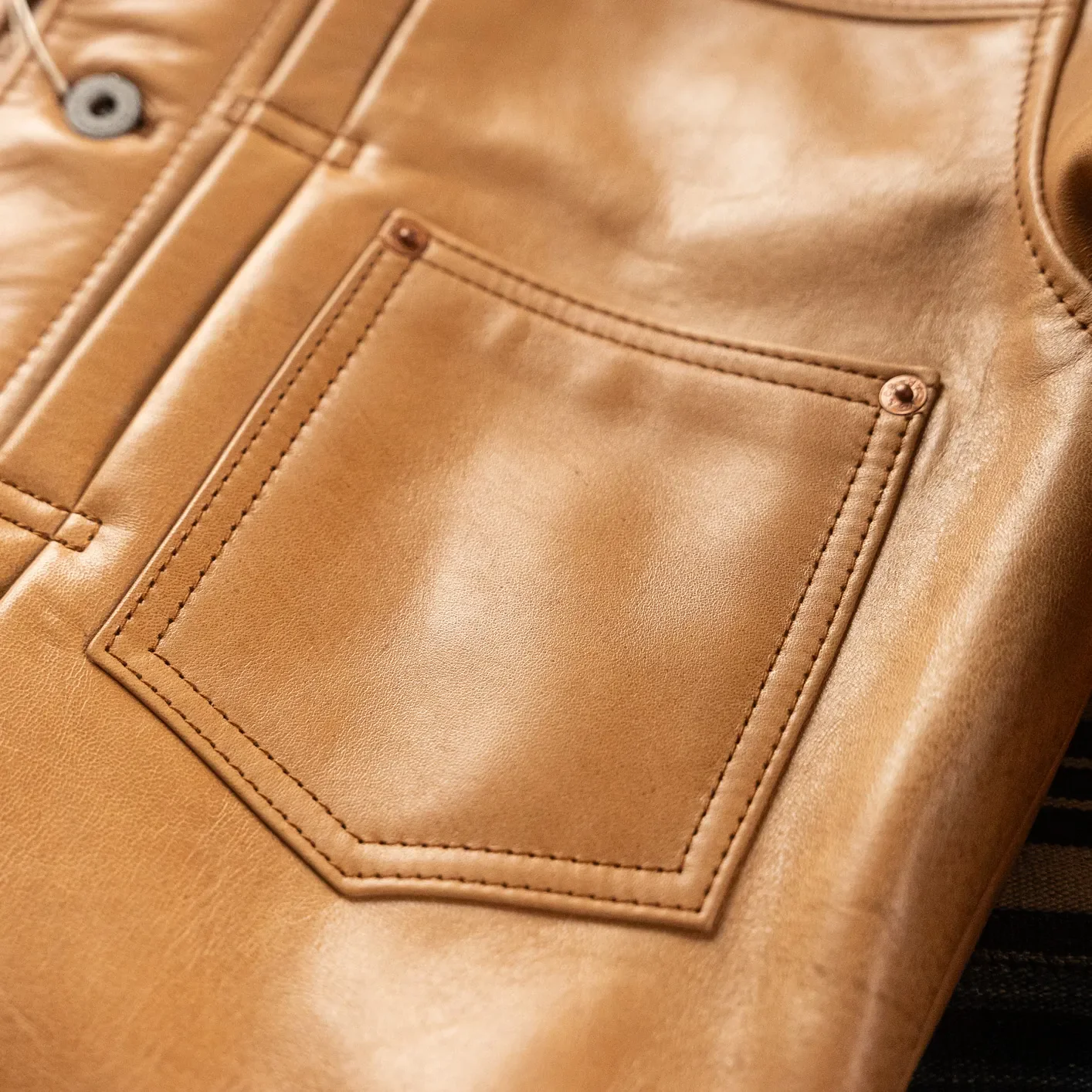 Y'2 Leather KB-140-T ‘Kakishibu‘ Horsehide Type I Leather Jacket – Natural - Image 5