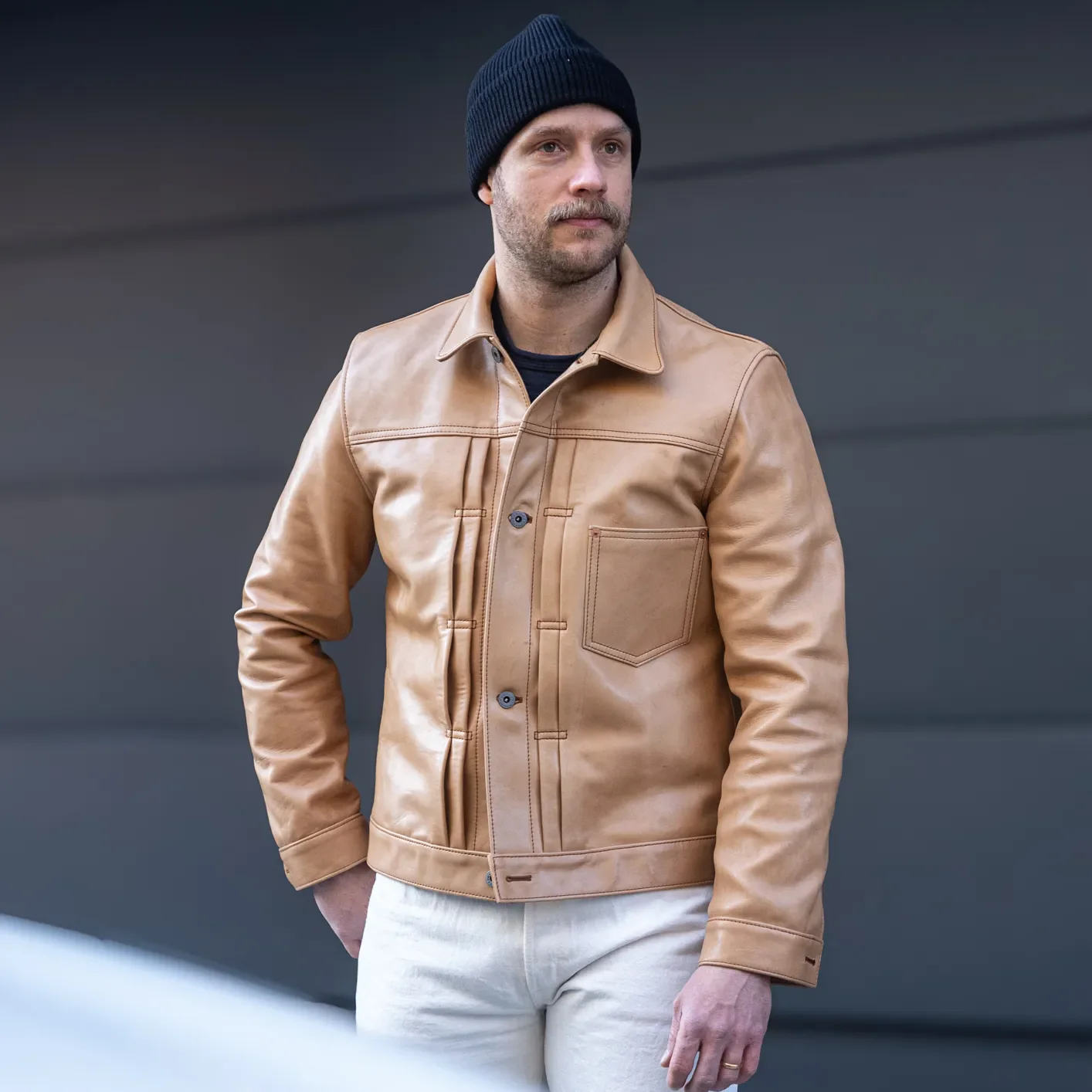 Y'2 Leather KB-140-T ‘Kakishibu‘ Horsehide Type I Leather Jacket – Natural - Image 9